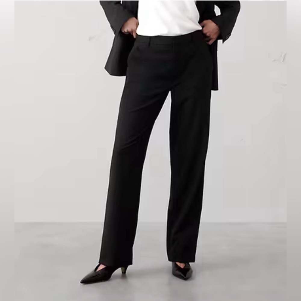 Banana republic DROPPED STRAIGHT HIGH-RISE SCULPTED TROUSER Black 2P EUC